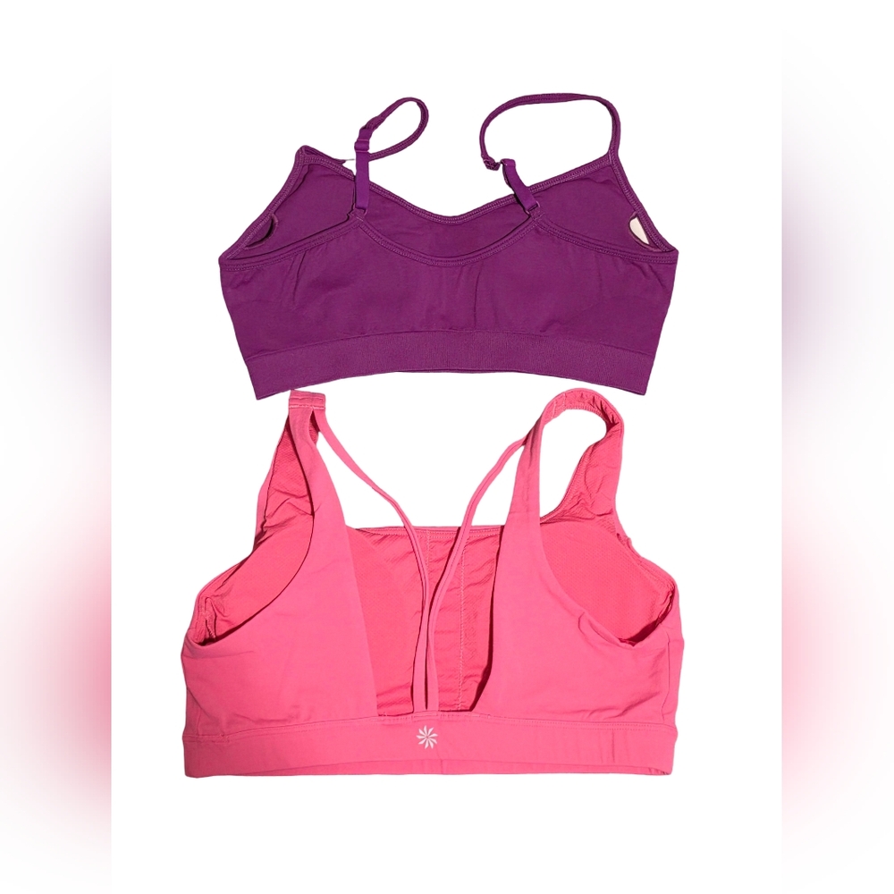 ATHLETA Sports Bra Bundle Womens Medium Pink Purple Padded Athleisure - Picture 3 of 7